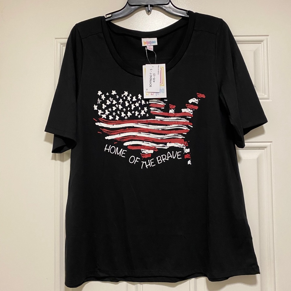Lularoe Boyfriend T - USA Home of the Brave -Black
